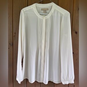 Banana Republic Cream Pleated Blouse, Petite Small